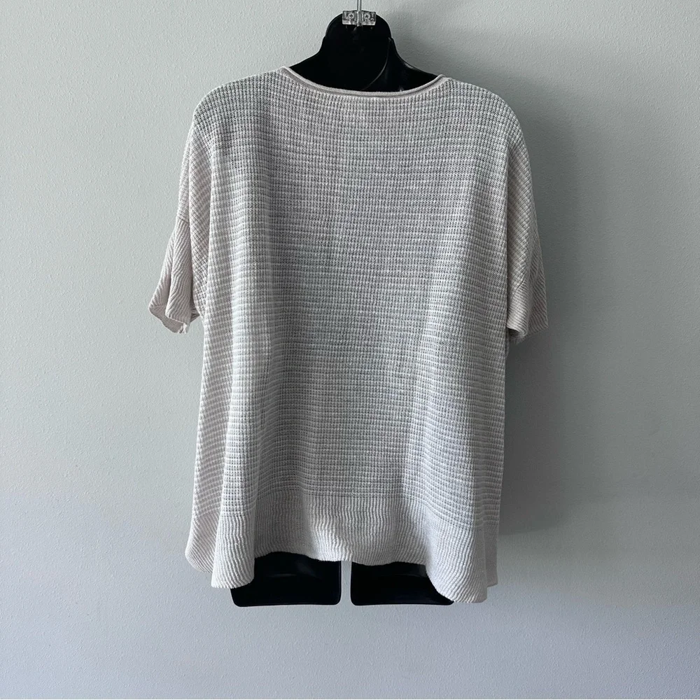Eileen Fisher 100% Organic Linen Knit Beige Short Sleeve Top XL - Picture 10 of 10